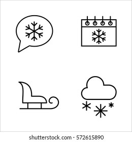 winter cold snow line icons set