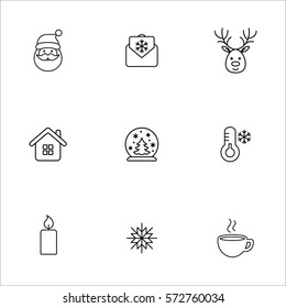 winter cold snow line icons set