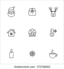 winter cold snow line icons set