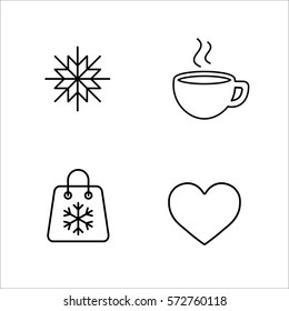 winter cold snow line icons set