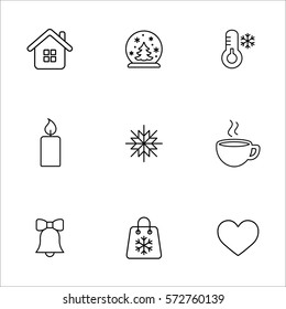 winter cold snow line icons set