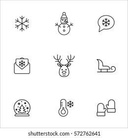 winter cold snow line icons set
