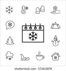 winter cold snow vector line icons set