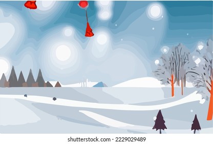 Invierno, frío, nevada, feriado
Dibujo de dibujos animados de vectores de ilustración