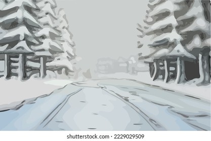 Winter, Cold, Snowfall, Holiday
Illustration Vector Cartoon Drawing