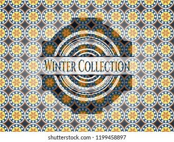 Winter Collection arabesque emblem background. arabic decoration.