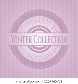 Winter Collection badge with pink background