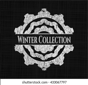 Winter Collection chalk emblem, retro style, chalk or chalkboard texture