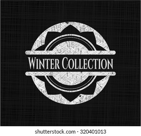 Emblema de tiza de la colección de invierno escrito en una pizarra