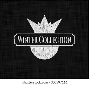 Winter Collection chalk emblem written on a blackboard