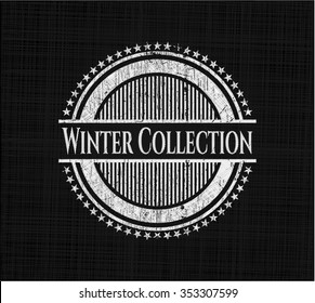 Winter Collection chalkboard emblem written on a blackboard