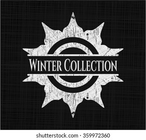Emblema de pizarra de la colección de invierno escrito en una pizarra
