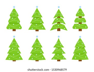 Winter collection of Christmas trees. Can be used for greeting card, invitation, banner, web design.