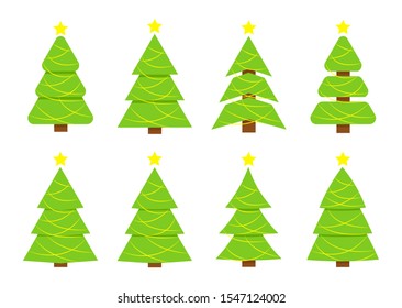 Winter collection of Christmas trees. Can be used for greeting card, invitation, banner, web design.