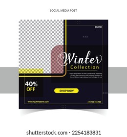 Winter collection fashion sale social media post template