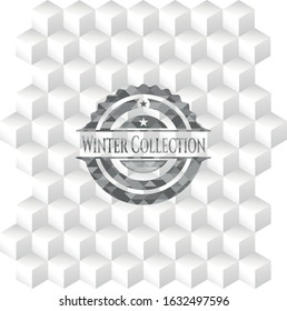 Winter Collection grey emblem with cube white background