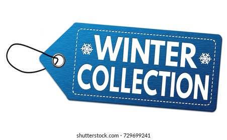 Winter collection label or price tag on white background, vector illustration