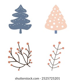 Winter Collection of Nature Pine Fir Conifer Tree Mistletoe Plant