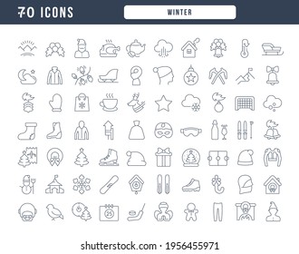 Winter. Collection of perfectly thin icons for web design, app, and the most modern projects. The kit of signs for category Seasons.