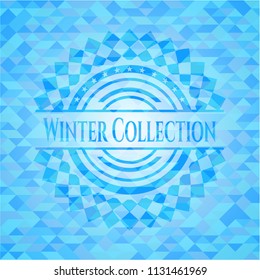 Winter Collection realistic sky blue emblem. Mosaic background