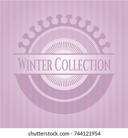Winter Collection retro style pink emblem