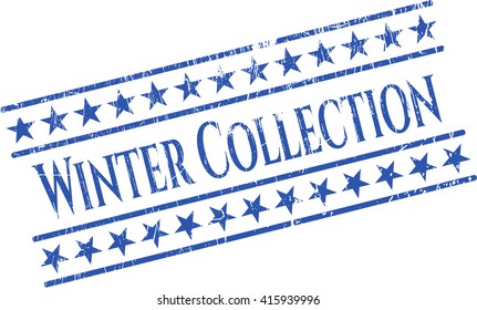 Winter Collection rubber stamp with grunge texture
