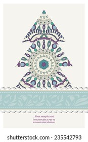 Winter color greeting card for merry Christmas card and New Year vector