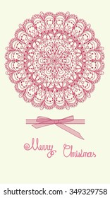 Winter color lace ornament for merry Christmas and happy new year card, invitation. Vector illustration.