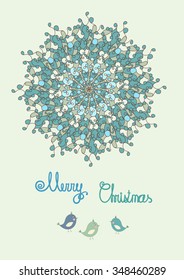 Winter color  ornament for merry Christmas and happy new year card invitation. Vector illustration.