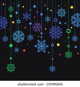 Winter color snowflakes abstract background