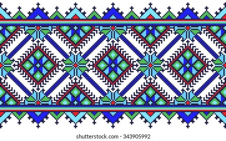 winter color vector seamless pattern. embroidered good like handmade cross-stitch ethnic Ukraine pattern. christmas background