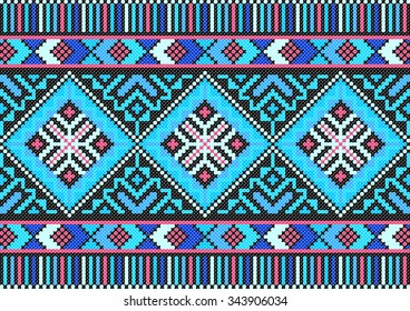 winter color vector seamless pattern. embroidered good like handmade cross-stitch ethnic Ukraine pattern. christmas background
