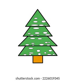 Winter colorful cartoon Christmas tree vector. one christmas tree