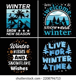 Winter colorful typography creative new t shirt design