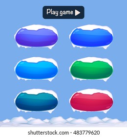 Winter colorful vector cartoon buttons set for game design