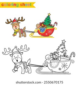 Winter Coloring page for adults and kids. Coloring worksheet page. Educational printable coloring worksheet. 