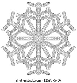 Winter coloring page with anti stress snowflake