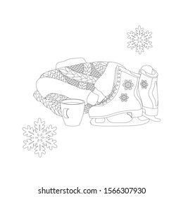 Winter coloring page. Winter vector illustration. Template for scribble, print, packaging, clothing and other use.