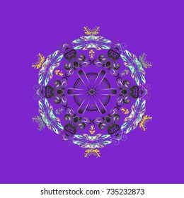 Winter coloring pages for adult art therapy. Vector illustration. Hand drawn antistress snowflake. Template for cover, poster, t-shirt or tattoo.