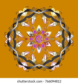 Winter coloring pages for adult art therapy. Hand drawn antistress snowflake. Template for cover, poster, t-shirt or tattoo. Vector illustration.