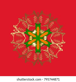 Winter coloring pages for adult art therapy. Hand drawn antistress snowflake. Template for cover, poster, t-shirt or tattoo. Vector illustration.