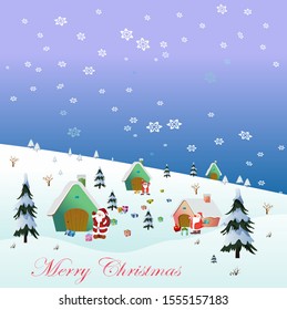 Winter comes, a holiday comes, Santa Claus carries gifts, all in a festive mood.