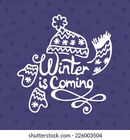 Winter is coming. Christmas frame. Vector illustration.