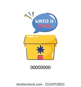 Winter coming doodle vector outline Sticker. EPS 10 file
