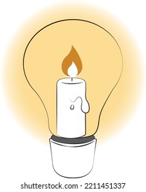 Winter is coming, Europe energy crisis. Russia Ukraine war. Alternative electricity source concept of sustainable resources, theme of ecology green. Burning candle in the bulb.