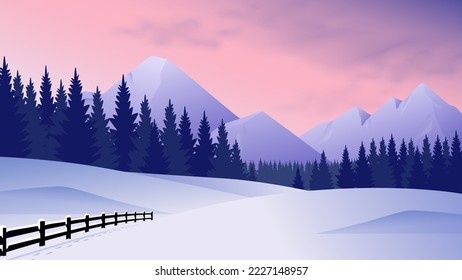 winter is coming. forest and mountain snow background. banner