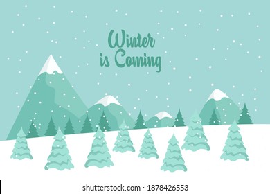 Winter is coming. landscape for winter and new year holidays. Holiday winter landscape. Christmas vector background