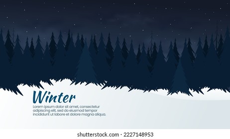 winter is coming. night forest snow background. banner