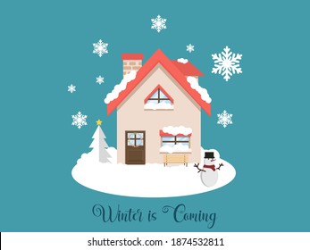 Winter is Coming With The Snowman in Illustration Vector