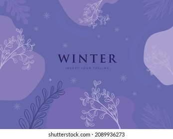 Winter is coming. Snowy night with firs, coniferous forest, light garlands, falling snow, Woodland landscape for winter and new year holidays. Holiday winter landscape. Christmas vector background.